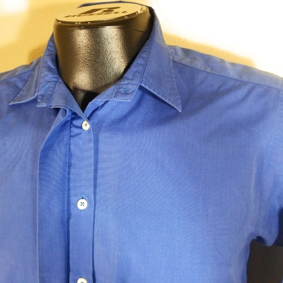 Thomas Pink Men Blue Dress Shirt Size US 14 - Picture 3 of 8